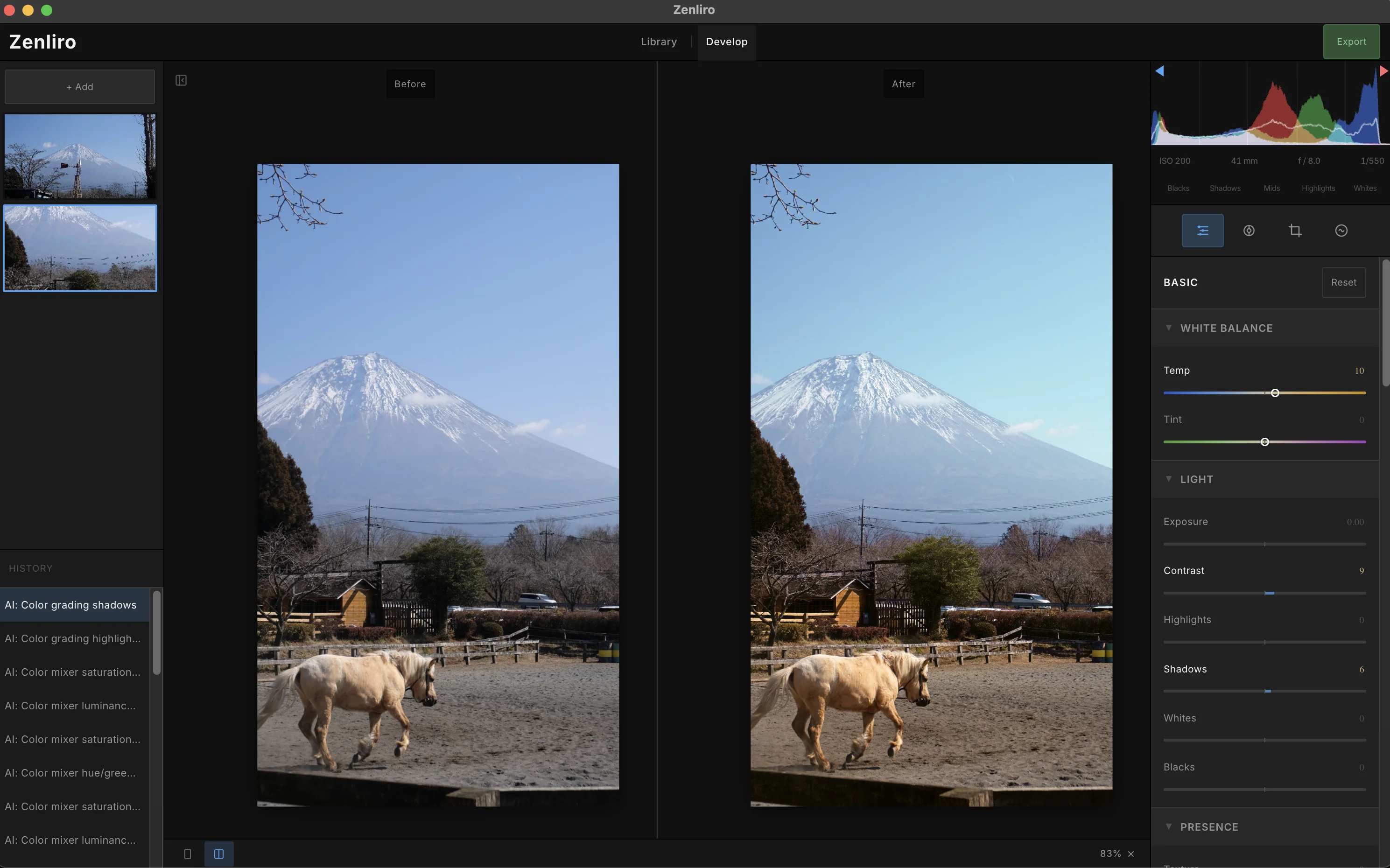 AI Agent result in compare mode