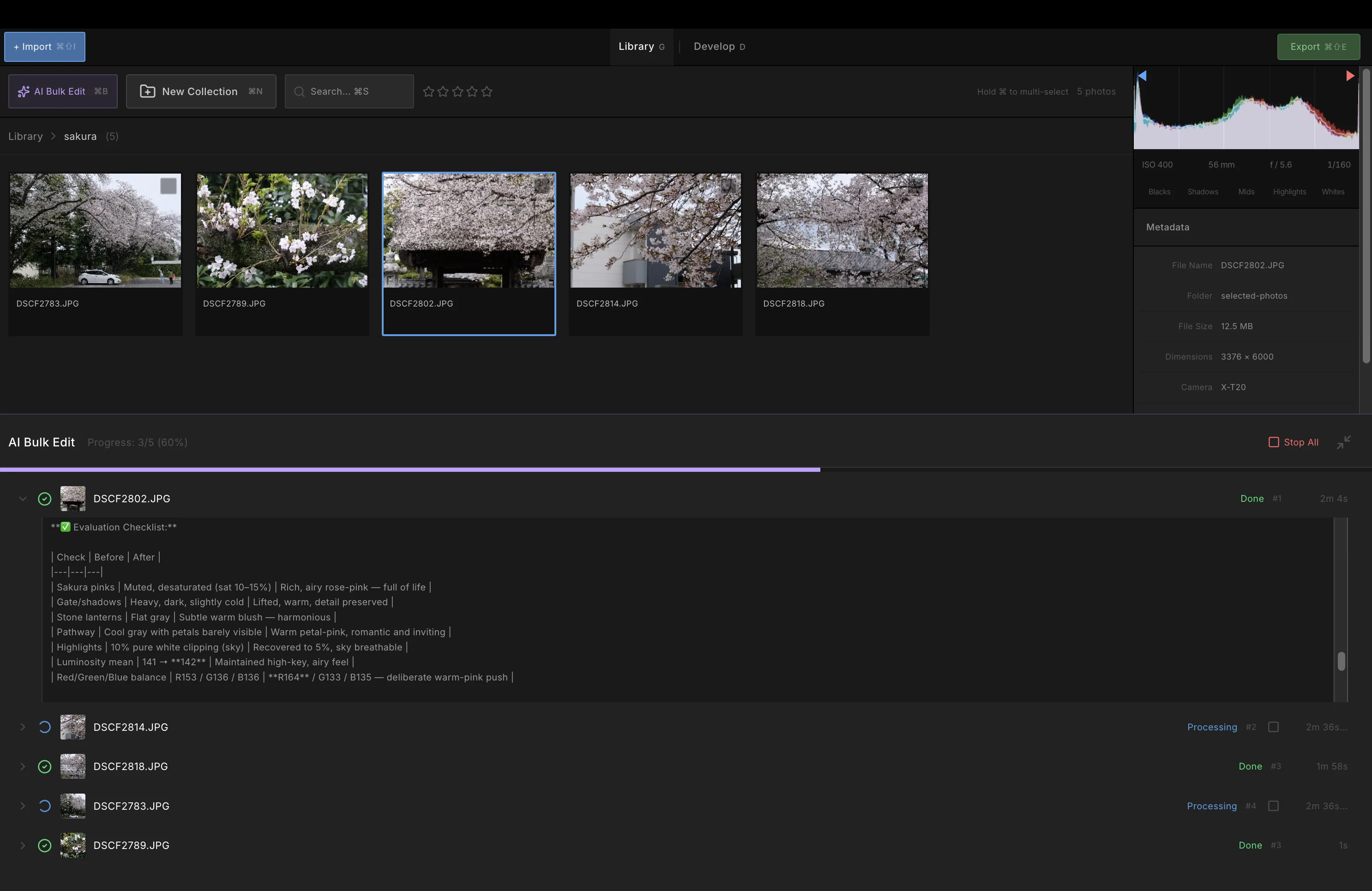 Bulk edit a batch of photos with AI Agent