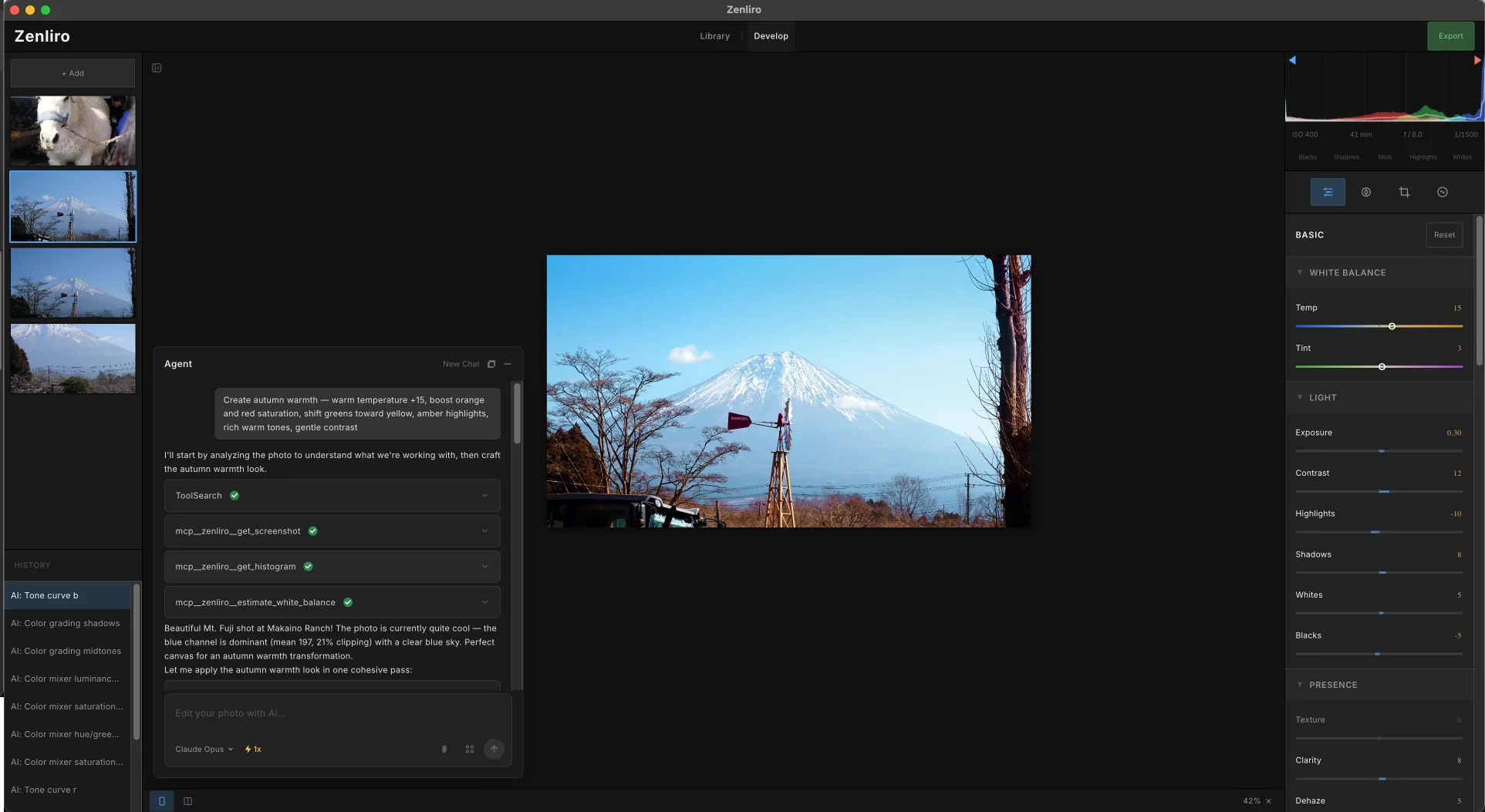 Zenliro main workspace with AI agent